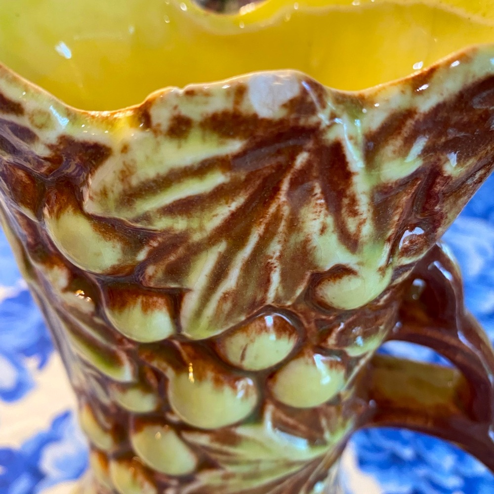 McCoy USA Grapes and Leaves Vase Pitcher Vintage 1940's Pottery